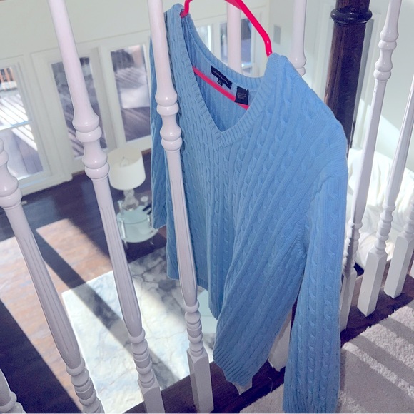 Jeanne Pierre cable kit women’s sweater, size XL, gorgeous sky blue - Picture 3 of 5